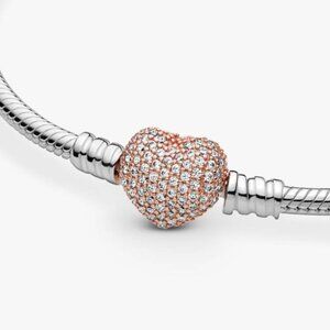 Pandora Moments Pavé Heart Clasp Snake Chain Bracelet with a free surprise charm